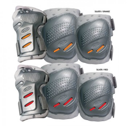 COOL MAX 3 sada chráničů kolen,loktů a zápěstí silver/ orange XL